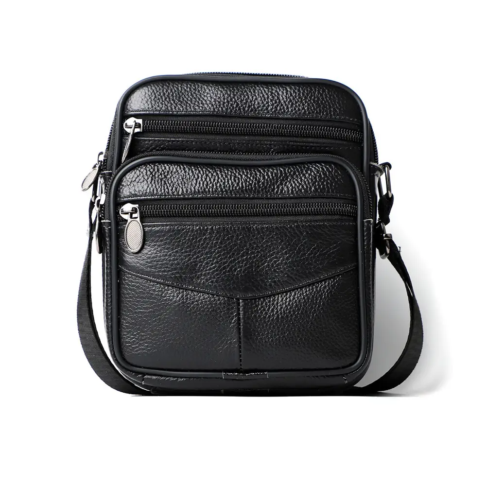 Men's Genuine Leather Crossbody Bag Brown Business Commuter - Image 3