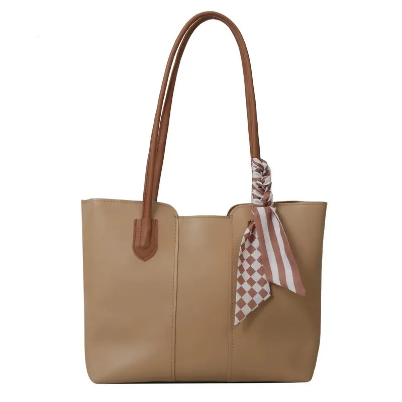 Women's White Silk Scarf Tote Bag with Bow Decor - Image 10