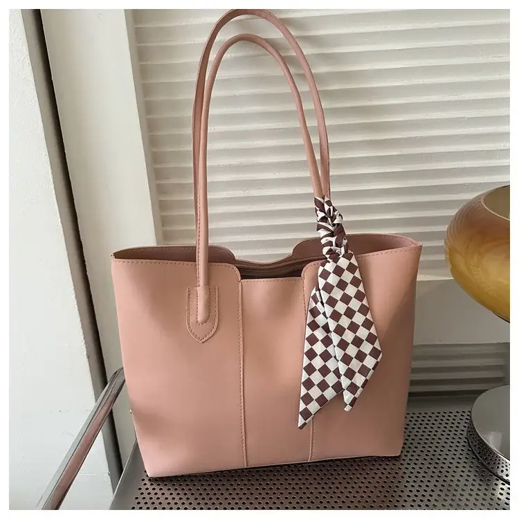 Women's White Silk Scarf Tote Bag with Bow Decor — feature 19