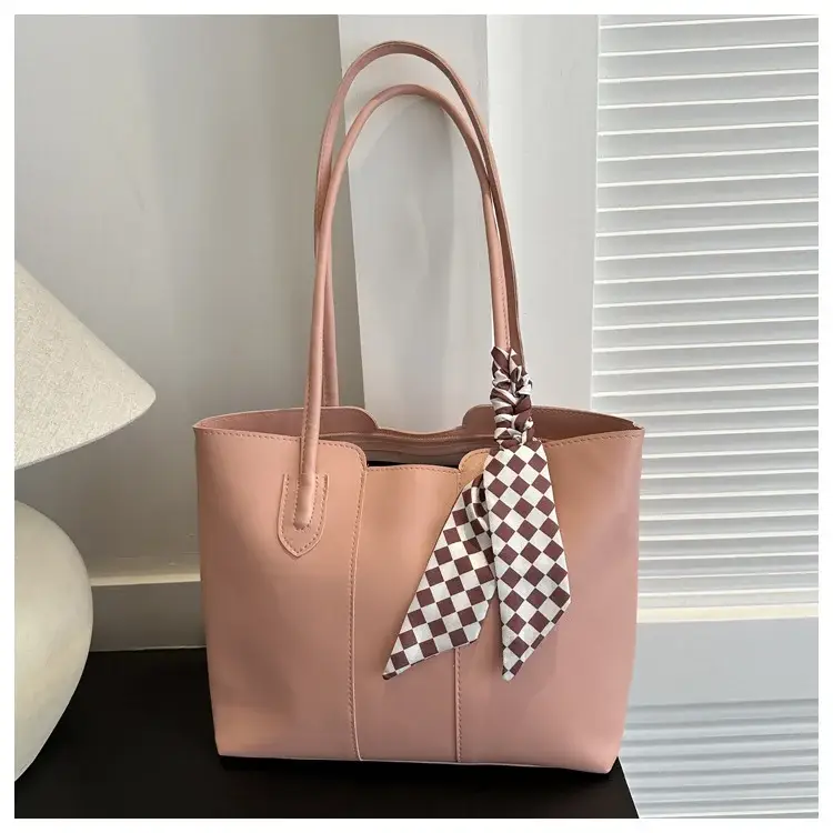 Women's White Silk Scarf Tote Bag with Bow Decor — feature 25
