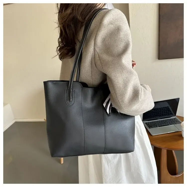 Women's White Silk Scarf Tote Bag with Bow Decor — feature 36