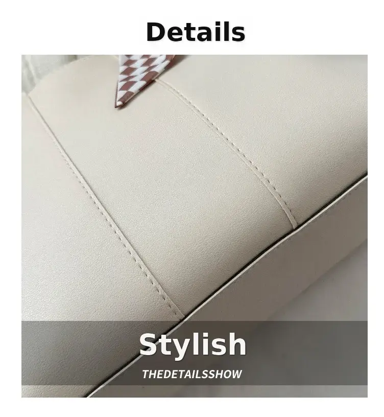Women's White Silk Scarf Tote Bag with Bow Decor — feature 4
