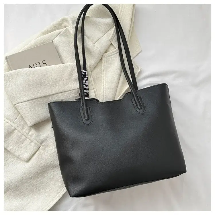 Women's White Silk Scarf Tote Bag with Bow Decor — feature 41