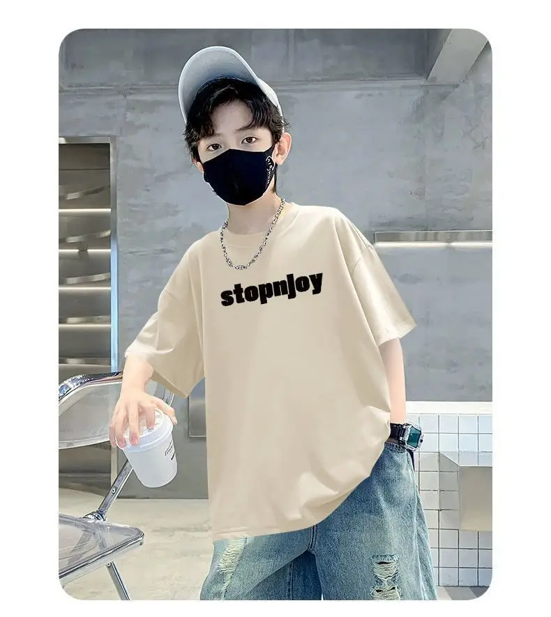 Boys Cotton T-shirt Yellow Cartoon Print Middle Large — feature 17