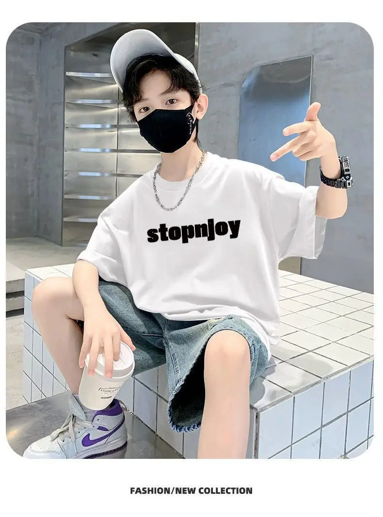 Boys Cotton T-shirt Yellow Cartoon Print Middle Large — feature 5