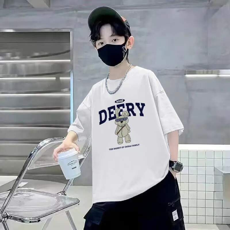Boys Cotton Printed T-Shirt Yellow Loose Summer - Image 8