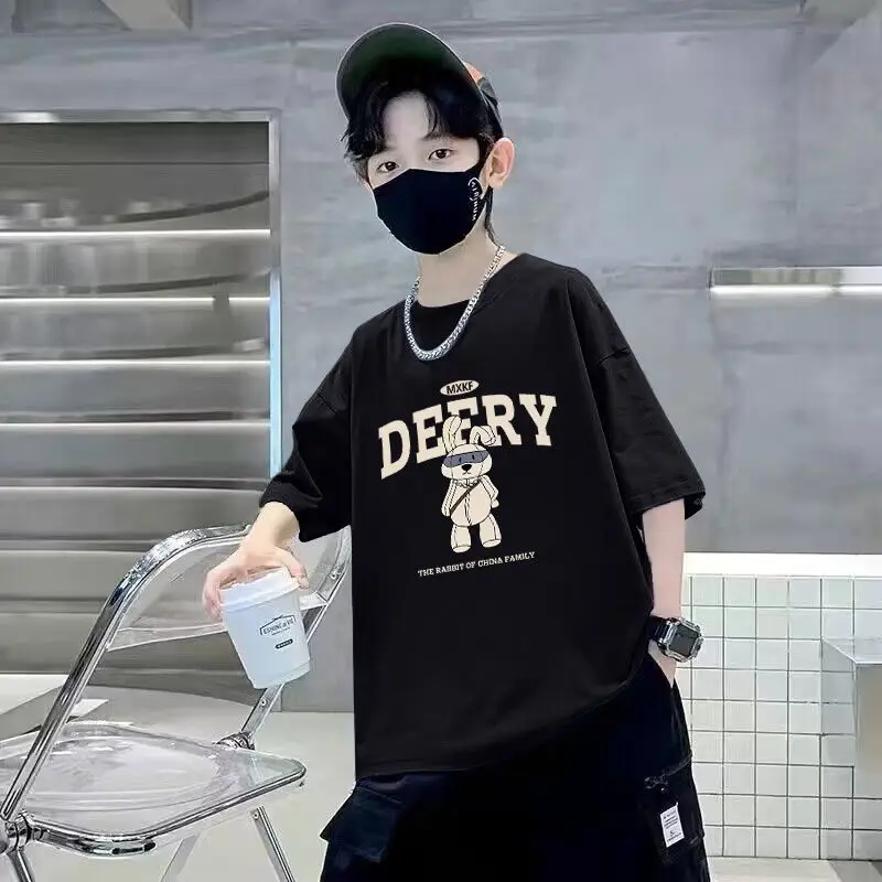 Boys Cotton Printed T-Shirt Yellow Loose Summer - Image 9