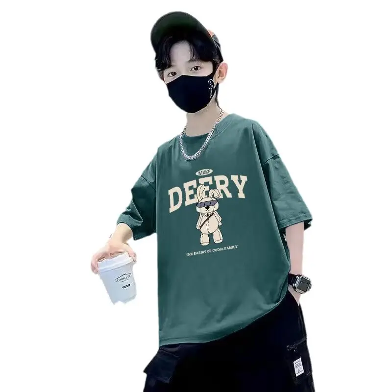 Boys Cotton Printed T-Shirt Yellow Loose Summer - Image 11
