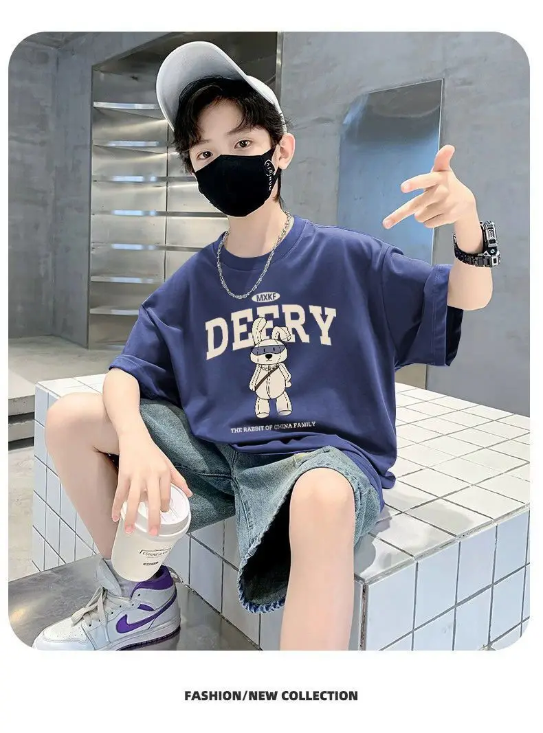 Boys Cotton Printed T-Shirt Yellow Loose Summer — feature 15