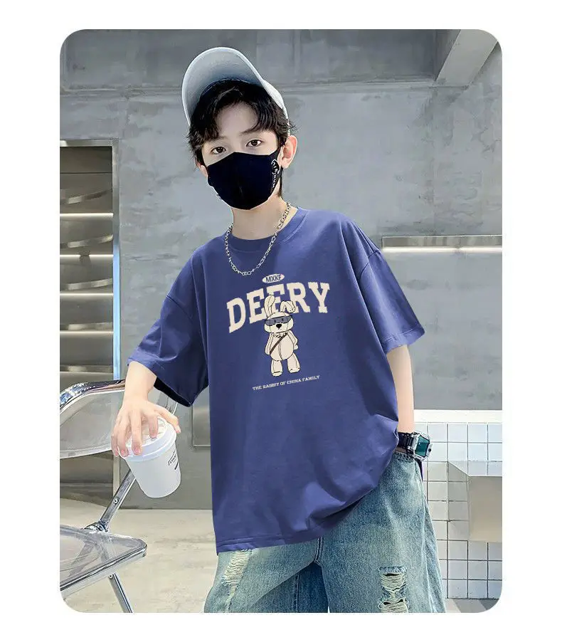 Boys Cotton Printed T-Shirt Yellow Loose Summer — feature 17