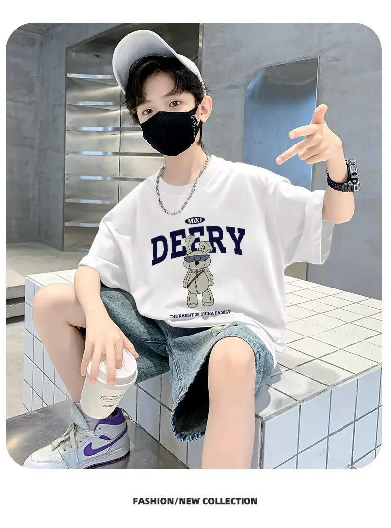 Boys Cotton Printed T-Shirt Yellow Loose Summer — feature 5