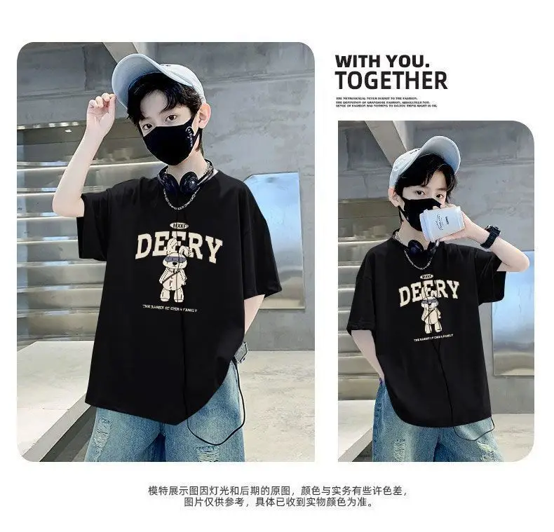 Boys Cotton Printed T-Shirt Yellow Loose Summer — feature 9