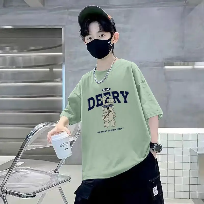 Boys Cotton Printed T-Shirt Yellow Loose Summer - Image 6