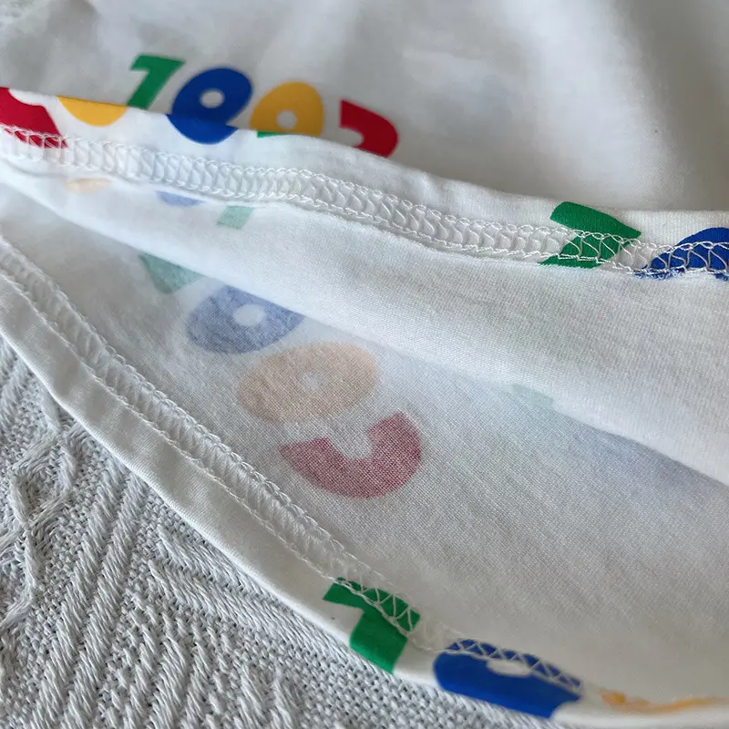Children Summer T-Shirt Shorts Set Colorful Letters Denim Shorts - Image 7