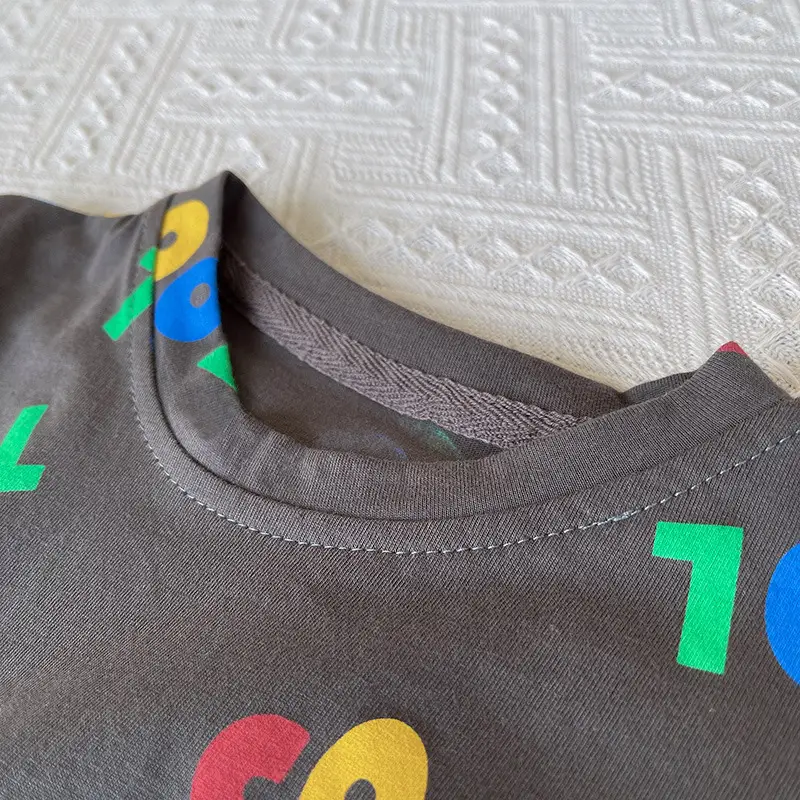 Children Summer T-Shirt Shorts Set Colorful Letters Denim Shorts — feature 10