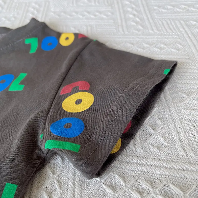 Children Summer T-Shirt Shorts Set Colorful Letters Denim Shorts — feature 11