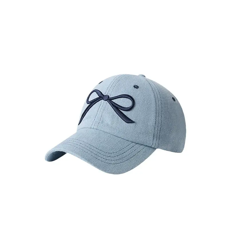 Women's Bow Baseball Cap Light Blue Wide Brim