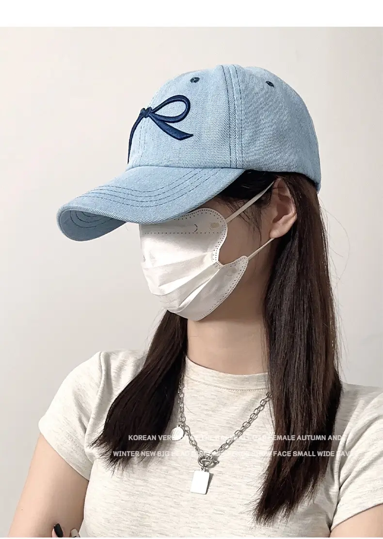 Women's Bow Baseball Cap Light Blue Wide Brim — feature 11