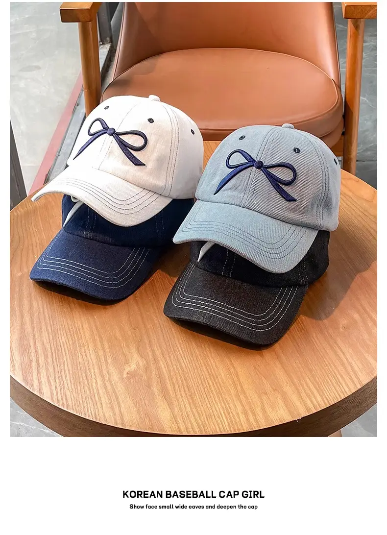Women's Bow Baseball Cap Light Blue Wide Brim — feature 19