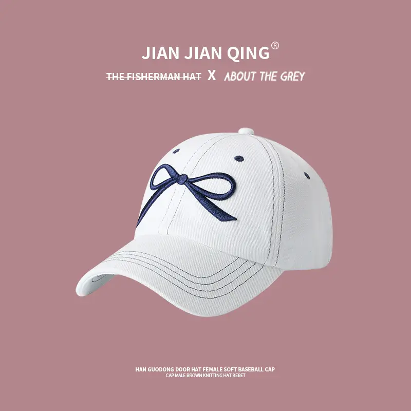 Women's Bow Baseball Cap Light Blue Wide Brim