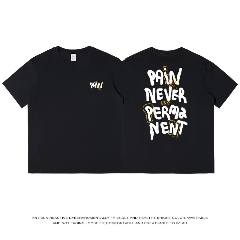 Men Brown Printed T-Shirt 230g Cotton Loose Fit - Image 2