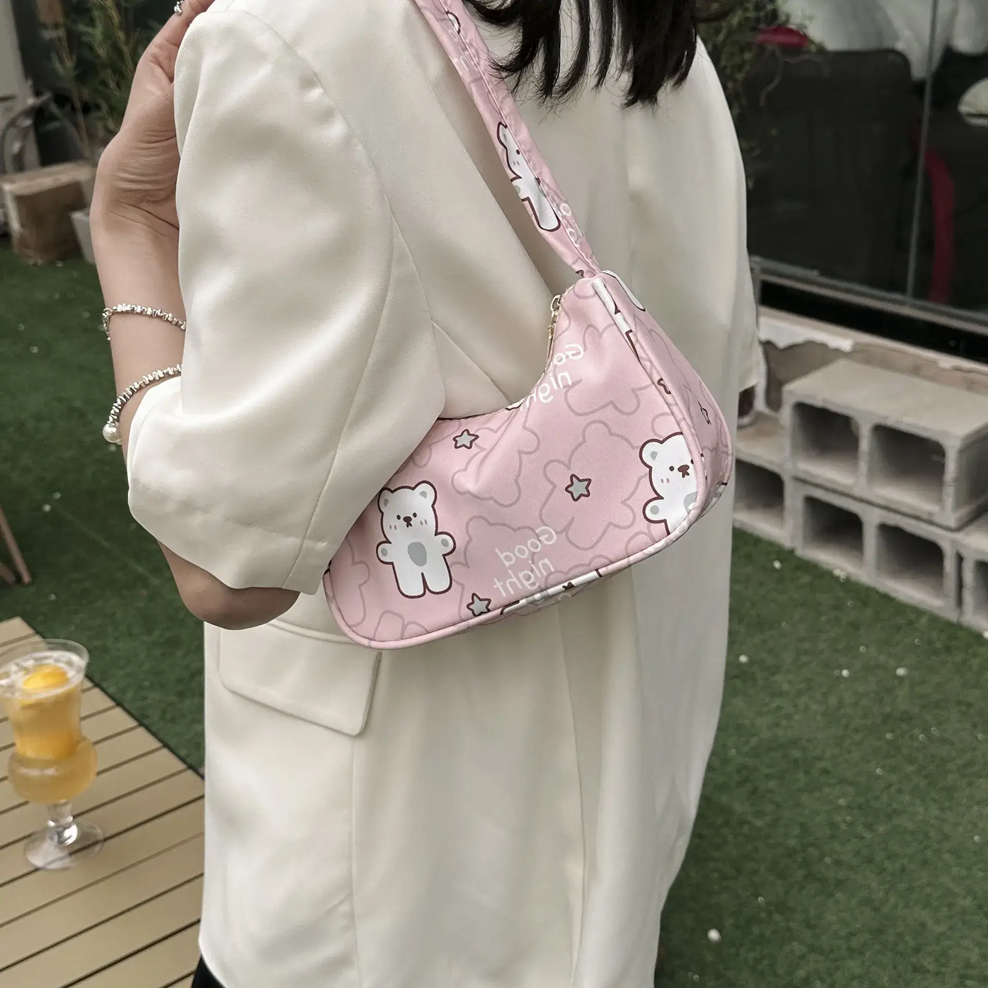 Women's Sweet Small Shoulder Bag with Teddy Bear - Image 8
