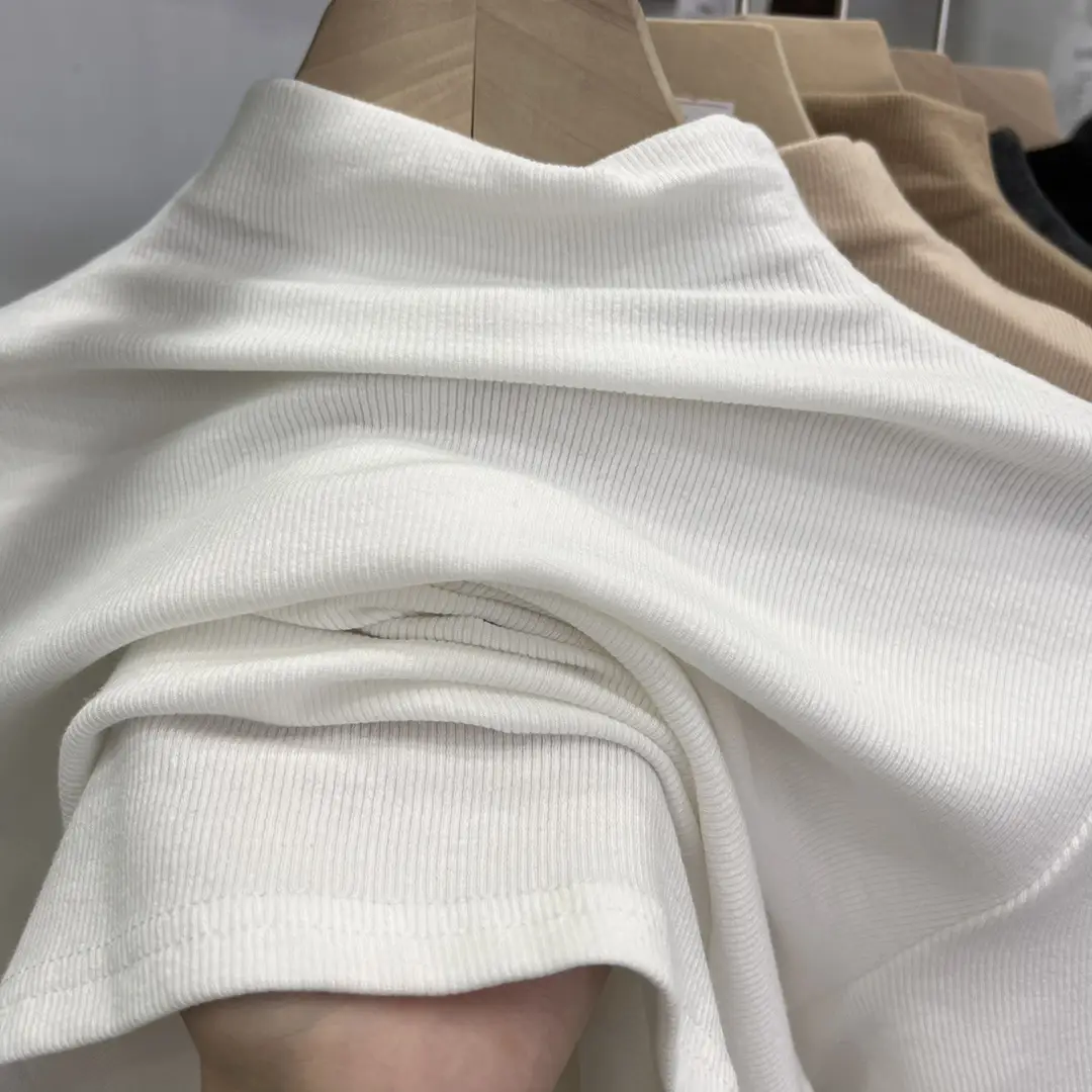 Half-High Collar Ribbed Short-Sleeve T-Shirt for Women, 2026 Summer New Style, Suitable for Layering under a Suit, Trendy Modal Top — feature 7