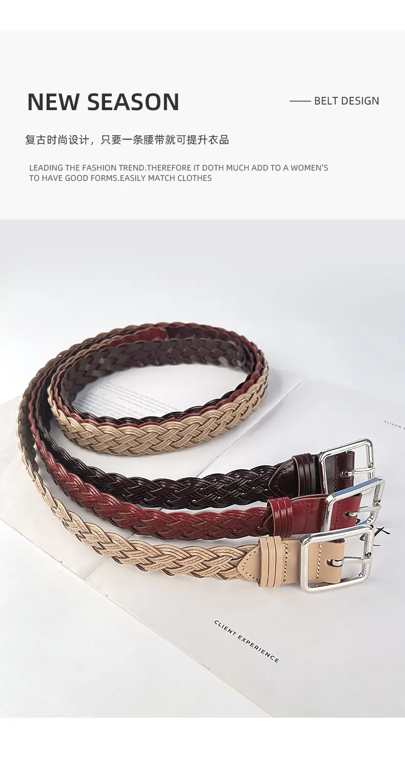 Hand-Woven Vintage Belt for Women with Cross-Border Design — feature 4