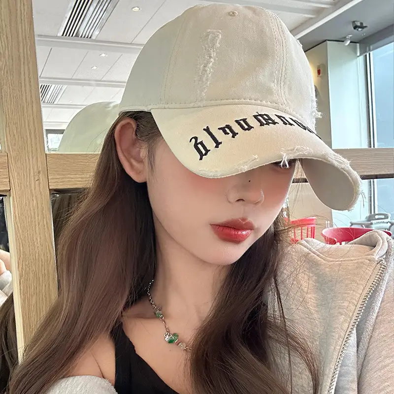Women's Beige Hole-Made Baseball Cap Extra-large - Image 8