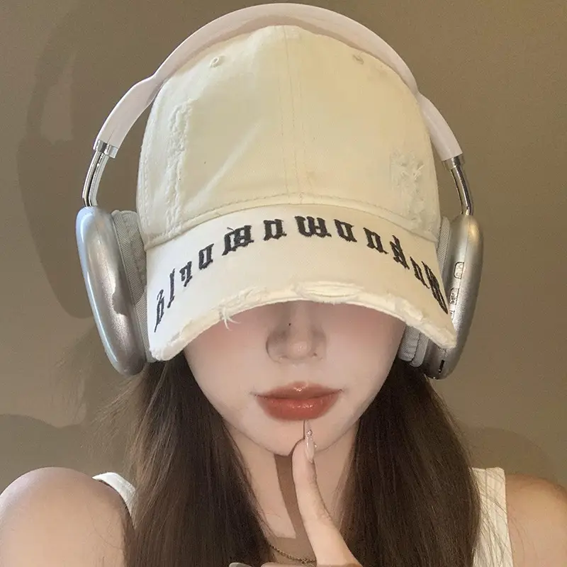 Women's Beige Hole-Made Baseball Cap Extra-large - Image 10