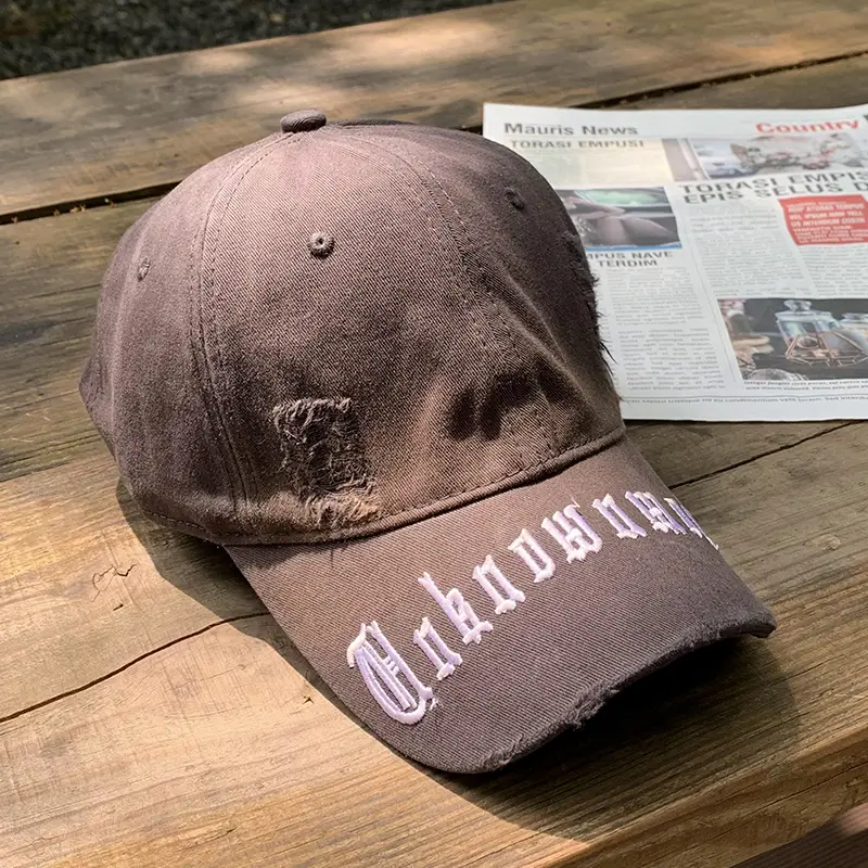Women's Beige Hole-Made Baseball Cap Extra-large - Image 2