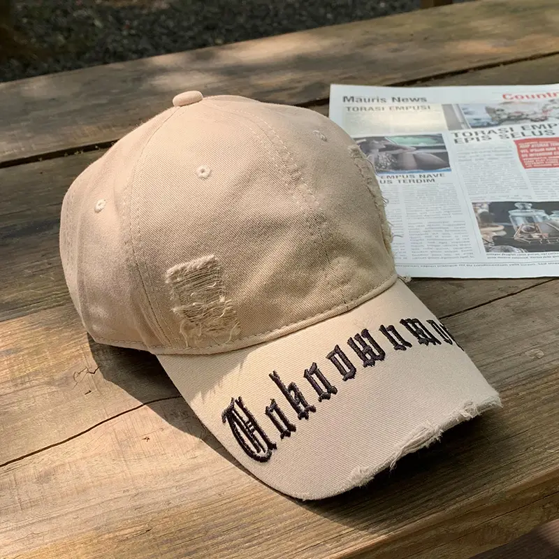 Women's Beige Hole-Made Baseball Cap Extra-large - Image 5