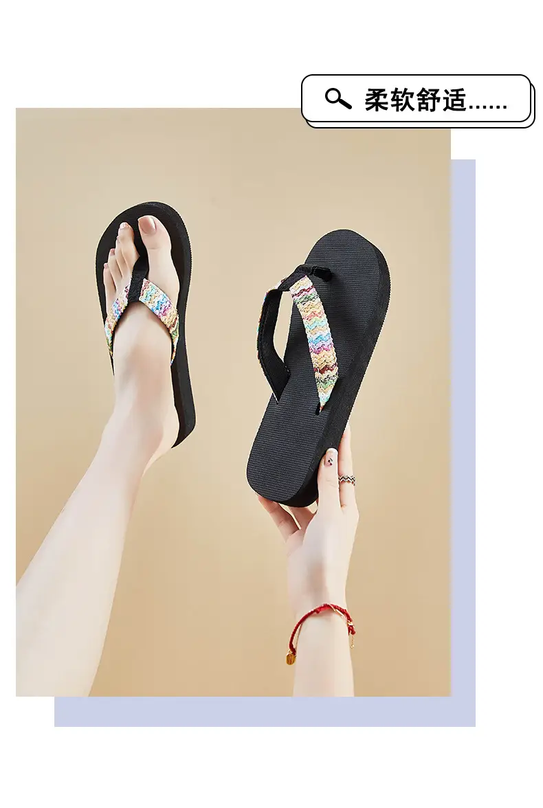 Summer New Cross-border Miafeng Internet Celebrated Popular Women's Flip Flops Handmade Hemp Rope Fabric Non-slip Flip Flops — feature 5