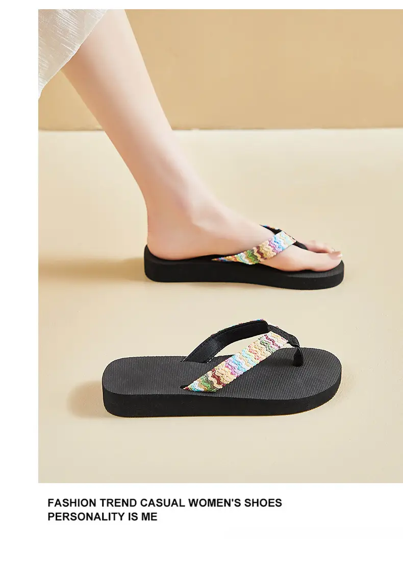 Summer New Cross-border Miafeng Internet Celebrated Popular Women's Flip Flops Handmade Hemp Rope Fabric Non-slip Flip Flops — feature 6