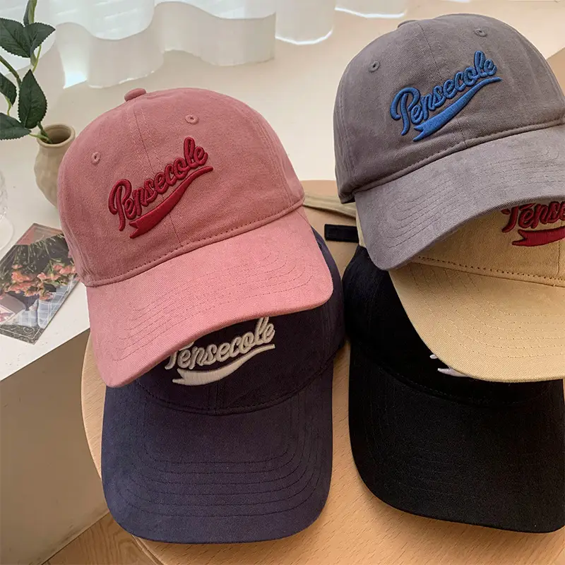 Women Pink Wide Brim Cap with Red Embroidery