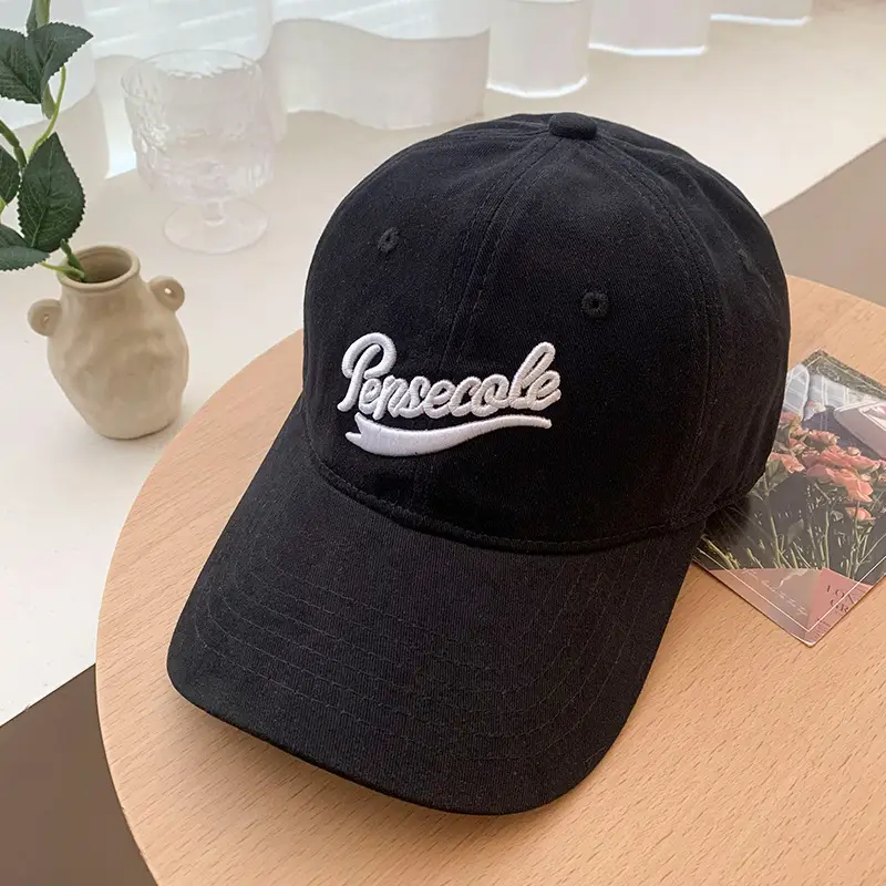 Women Pink Wide Brim Cap with Red Embroidery