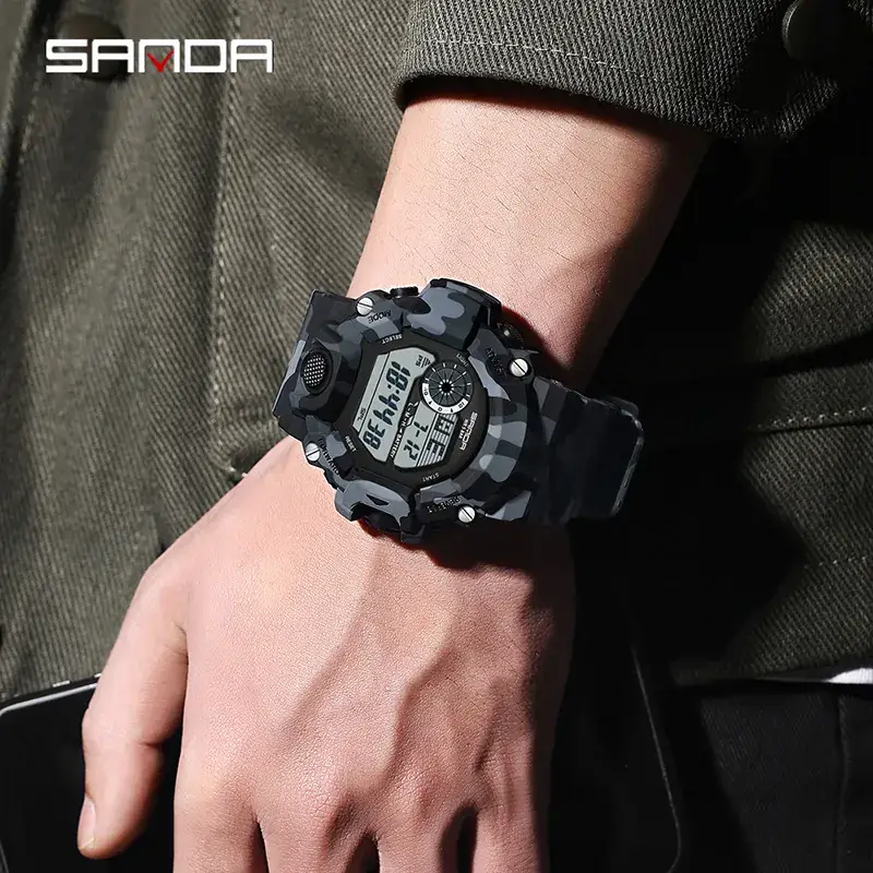 Sanda Camouflage Digital Watch for Men Waterproof Multi-Function - Image 11