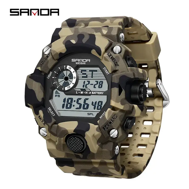 Sanda Camouflage Digital Watch for Men Waterproof Multi-Function - Image 4