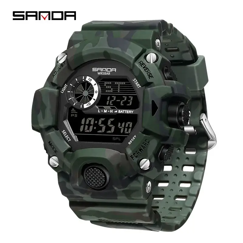Sanda Camouflage Digital Watch for Men Waterproof Multi-Function - Image 7