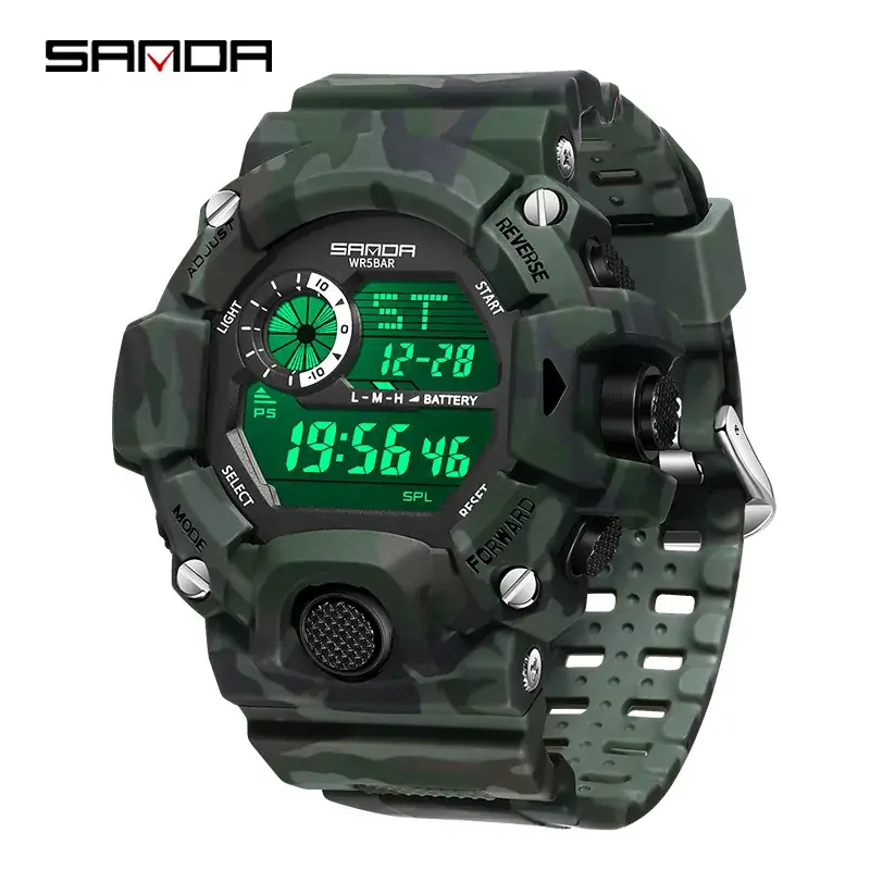 Sanda Camouflage Digital Watch for Men Waterproof Multi-Function - Image 8
