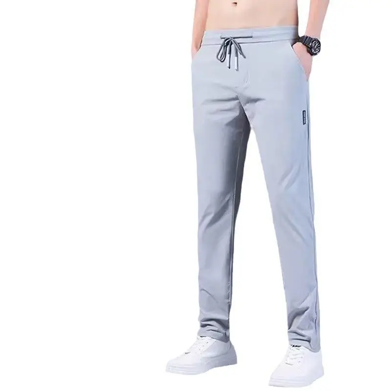 Men Black Straight Leg Sweatpants Loose Fitting Casual Pants