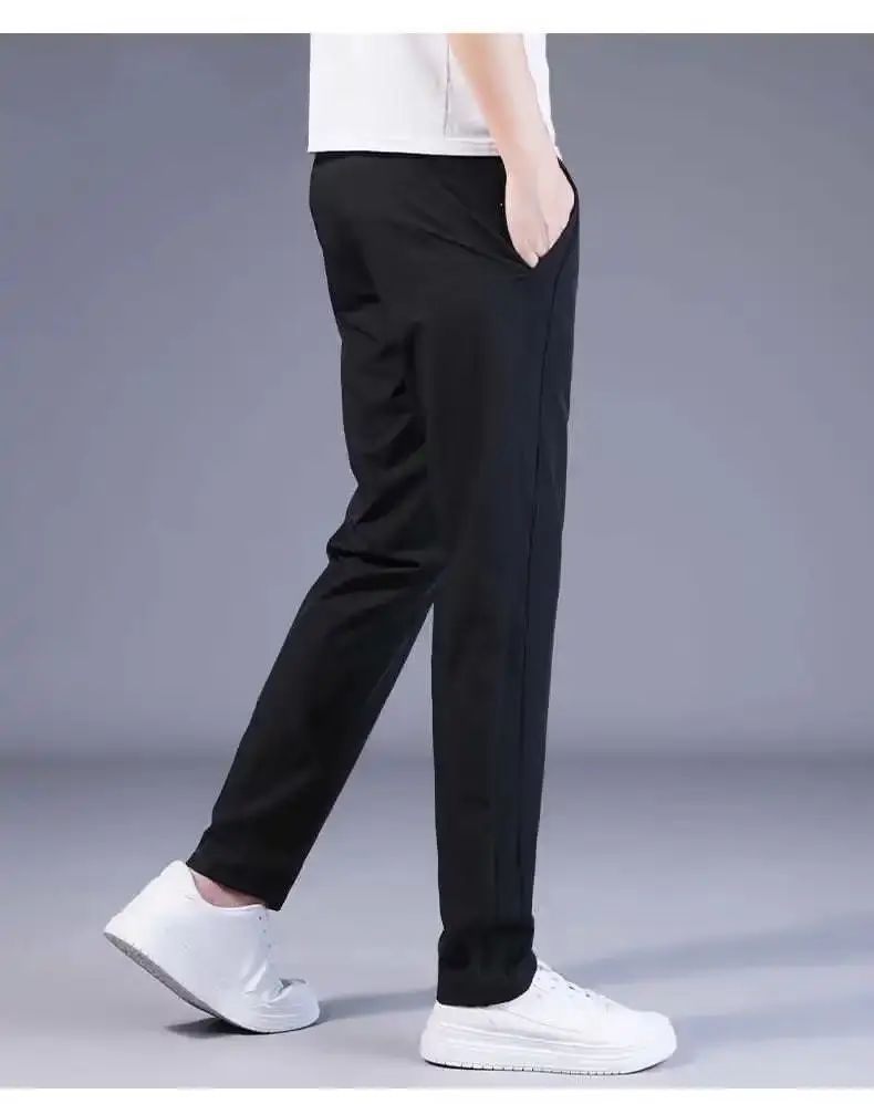 Men Black Straight Leg Sweatpants Loose Fitting Casual Pants — feature 14