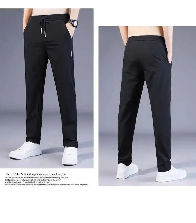 Men Black Straight Leg Sweatpants Loose Fitting Casual Pants — feature 15