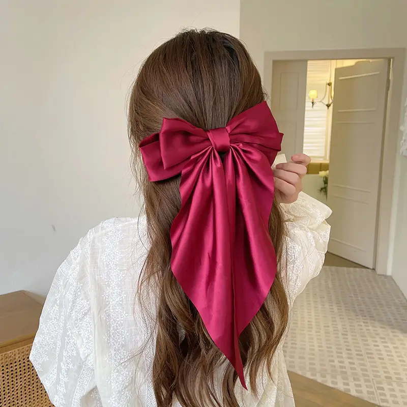 Super Long Hairpin Bow South Korea Elegant Back Head Hair Accessories Ribbon Women's High-end Top Clip Tie Hair Headwear Hairpin - Image 6