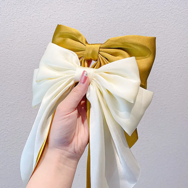 Super Long Hairpin Bow South Korea Elegant Back Head Hair Accessories Ribbon Women's High-end Top Clip Tie Hair Headwear Hairpin - Image 7