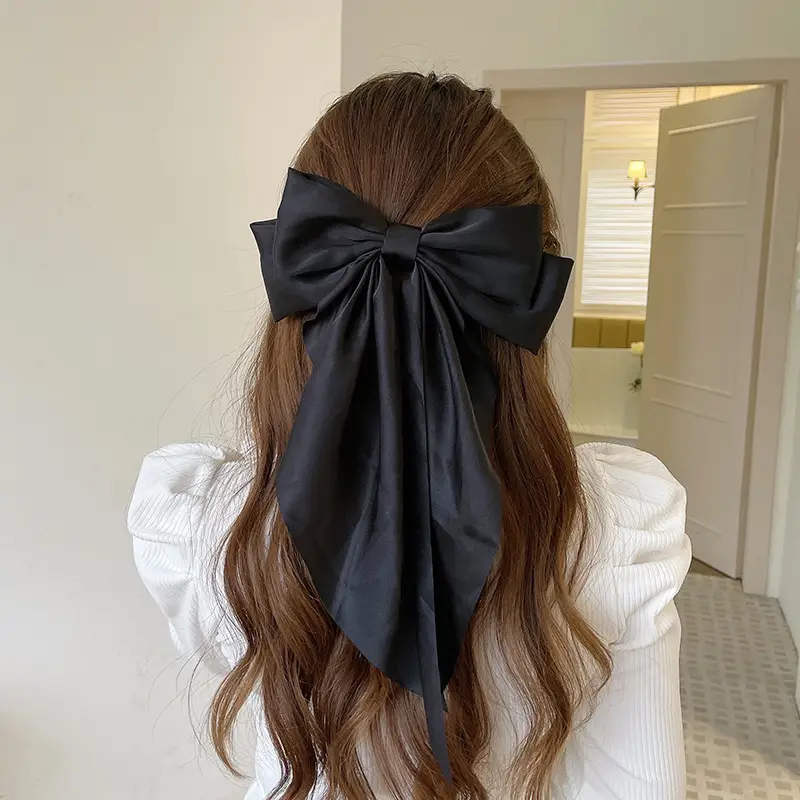 Super Long Hairpin Bow South Korea Elegant Back Head Hair Accessories Ribbon Women's High-end Top Clip Tie Hair Headwear Hairpin - Image 9