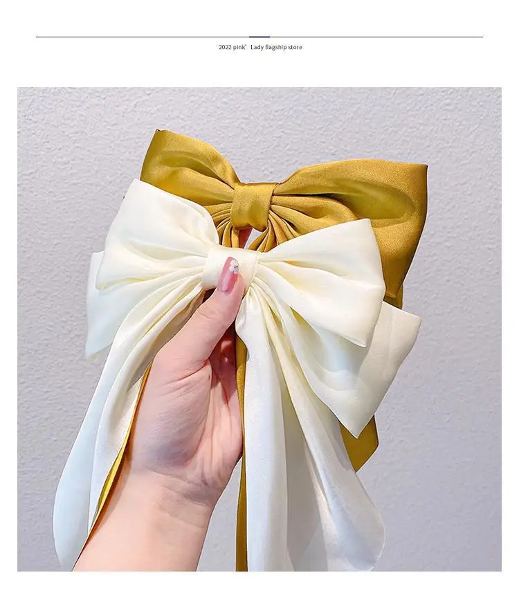 Super Long Hairpin Bow South Korea Elegant Back Head Hair Accessories Ribbon Women's High-end Top Clip Tie Hair Headwear Hairpin — feature 2