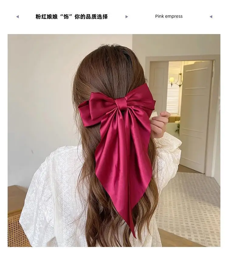 Super Long Hairpin Bow South Korea Elegant Back Head Hair Accessories Ribbon Women's High-end Top Clip Tie Hair Headwear Hairpin — feature 3