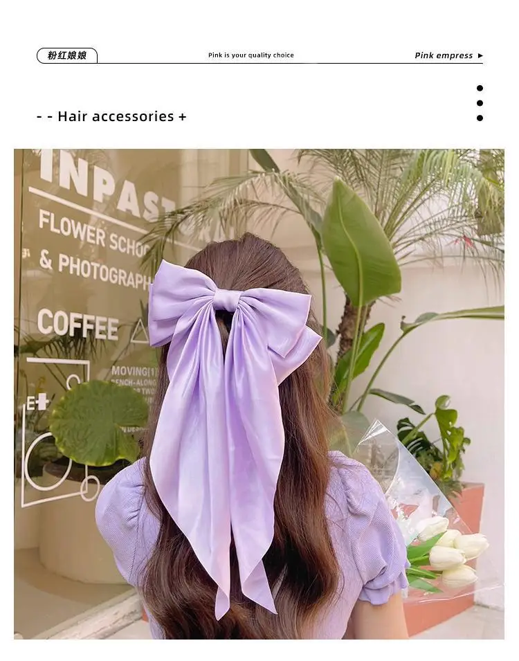 Super Long Hairpin Bow South Korea Elegant Back Head Hair Accessories Ribbon Women's High-end Top Clip Tie Hair Headwear Hairpin — feature 5