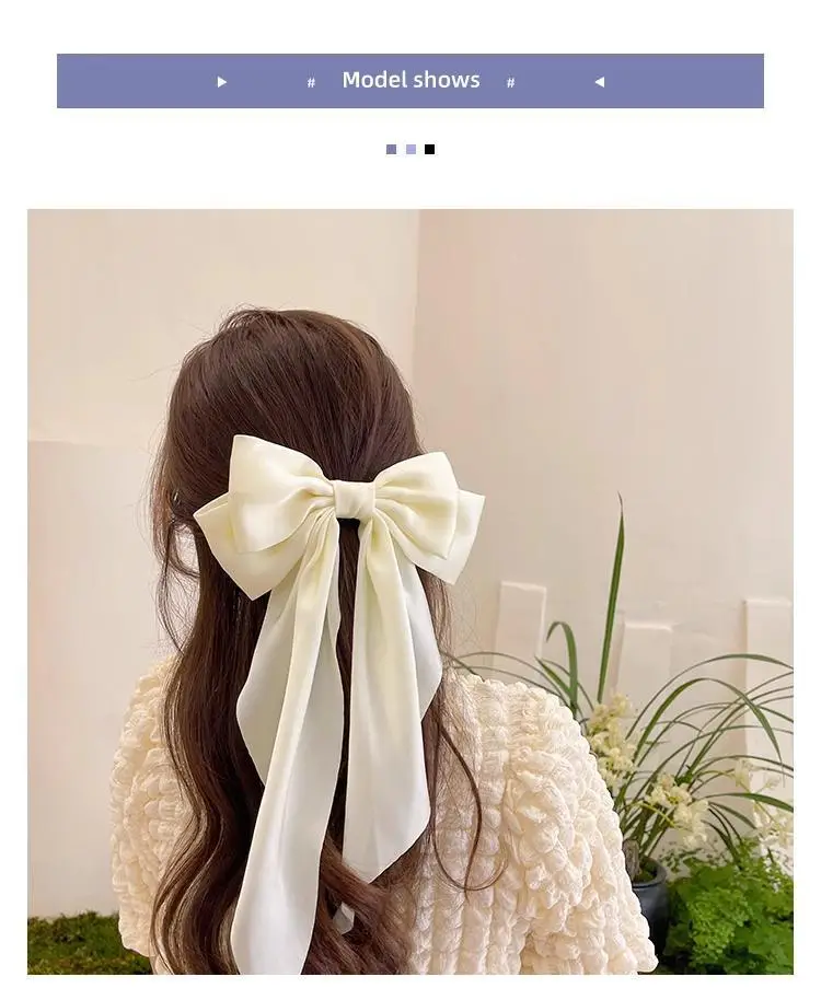Super Long Hairpin Bow South Korea Elegant Back Head Hair Accessories Ribbon Women's High-end Top Clip Tie Hair Headwear Hairpin — feature 6